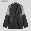 Mens Suits Blazers Blazer Mesh Patchwork See Through Streetwear Double Breasted Lapel Long Sleeve Outerwear Fashion Casual Incerun 230203