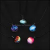 Pendant Necklaces Vintage Neba Space Universe Galaxy Women Handmade Glass Ball Choker Rope Chain Statement Necklace Jewelry Drop Del Otqwu