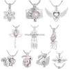 Pendant Necklaces 10 Mixed 18K Gp Love Wish Pearl Cage Pendants Bead Hollow Lockets For Jewelry Making Charms Butterfly Heart Bee Cr Dhmgk