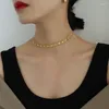 Choker 2023 Fashion Geometric Chokers for Women Unique Design Rostfritt stål CLAVICLE Halsband smycken Party Gift Drop Drop