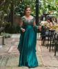 Hunter Dark Green Mother of the Bride Dresses With Cape Wrap Wedding Scoop Neck Lace Applique Evening Party Prom Gowns Brudgum Mamma