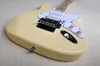 6 Strings Milk Yellow Electric Guitar with Star Inlay Floyd Rose Maple Fretboard Customizable