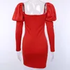 Party Dresses BacklakeGirls 2023 Sexy Low Cut Puffy Long Sleeve Short Cocktail Dress Red / Black Dinner Mini Vestido Fiesta