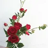 Fleurs décoratives en gros belle 9 tête 90cm de Long fleur de Rose artificielle mariage beaucoup de têtes hautes debout soie 6 pièces