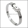 Bangle Fashion 316L Titanium Steel Wide Belt Buckle Bracelet Charm Gold Cuff Bangles Size For Women Men Pseira Feminina Drop Deliver Otlha