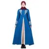 Ubranie etniczne 2023 Eleganckie kwiaty drukowane muzułmańskie kobiety długie sukienki szata guziki imprezowe panie Dubai Turkish Islam Turkey Costume