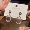 Stud Fashion Jewelry Vintage S925 Sliver Post Earrings Double Layer Water Drop Diamond Crystal Rhinestone Oval Geometric Delivery Dhx3I