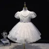 Kız Elbiseler 2023 Kızlar Elbise Kabarık Prenses Tırnak Boncuk Küçük Egzotik Peri Düğün Sahne Performansı Çocuklar AG
