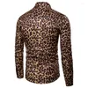 Mäns casual skjortor 2023 Spring Men's Leopard tryck långärmad skjorta herr cardigan smal streetwear us size