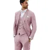 Costumes pour hommes Blazers Homme Marié Tuxedos Linen Party Business Casual Revers Cranté 3 Pièce Blazer Gilet Pantalon Slim Fit Costume Homme 230202