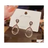 Stud Fashion Jewelry Vintage S925 Sliver Post Earrings Double Layer Water Drop Diamond Crystal Rhinestone Oval Geometric Delivery Dhx3I