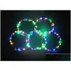 Novelbelysning LED -pannbandslampor Gl￶dstr￤ngar Flower Crown Bandband Light Up Hair Wreath Hairband Garlands Women Christmas Part Dhupt