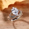 Solitaire Ring Personality Holding A Heart CZ Shaped Women s Novel Design Lady Marriage Ceremony Party Fashion Trendy Jewelry Y2302