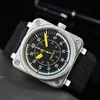 2023 Armbanduhren Herren Automatische mechanische Uhr Glocke Braunes Leder Schwarz Gummi Ross Armbanduhren Multifunktions Sechs Stiche vv03