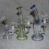 Rainbow Green Blue Hookahs grube szklane bongs palenie szklane rury Wysokie recykling platformy DAB Water Bong z 14 mm miski samiec