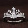 Solitaire Ring New Fashion Promise Crown S For Women Crystal Zircon Bridal Party Wedding Jewelry Delicate Female Engagement Hot Y2302