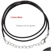 Chaînes Corde De Cire Noire Fermoir De Homard En Acier Inoxydable Sier Lien Chaîne Femmes Hommes Collier Pour La Fabrication De Bijoux Diy Drop Delivery Dhgarden Dhfzv