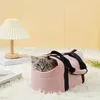 Dog Car Seat Covers CAWAYI KENNEL Warm Pet Carrier Bag Denim Carrying Backpack Handbag Travel For Small Cat Plush Puppy Bed Supplies