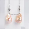 Dangle Lustre Barque D'eau Douce Perle Boucle D'oreille Classique Haute Qualité Grande Goutte D'eau Irregar Boucles D'oreilles Pour Les Femmes De Noce Gif Dhycf