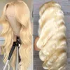 Zoll 613 Honig Blonde Farbe Perücke Remy 180% 13x6 Transparente Spitze Front Perücken Für Frauen Körper Welle 13x4 Frontal Menschliches Haar