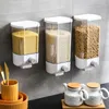 Storage Bottles Wall-Mounted Plastic Press Jars For Bulk Cereals Hermetic Rice Grain Dispenser Box Food Container Kitchen Organizer