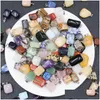 Pendant Necklaces Mini Irregar Crystal Square Shape Colorf Jade Natural Stone Mixed Charms Jewelry Accessories Making Neckla Dhgarden Dhler