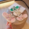 Pantofola Estate Bambini Perla Strass Principessa Scarpe da spiaggia per ragazze Moda antiscivolo Suola morbida Pantofole per bambini da esterno Scivoli 0203