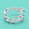 Cluster Rings Women's 925 Silver Ring Cute Open Design Heart Free Adjustment Charm Jewelry Tail Wedding Accessories