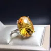 Solitaire Ring Natural Brazilian citrine ring the most dazzling gem stone lady favorite 925 sterling silver luxury Y2302