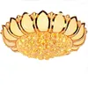 Plafonniers fleur lumière moderne avec abat-jour en verre lampe dorée pour salon chambre lampara De Techo Abajur