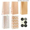 Present Wrap 5st Kraft Paper Bags With Stickers Tack Merci Candy Box Packaging Wedding Birthday Party Favors Packing Supplies