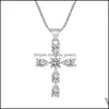 Pendant Necklaces Wedding Charm Ladies Noble Crystal Necklace Fashion Jewelry Classic Cross Exquisite Gift Creative Drop Delivery Pen Dh2Ft