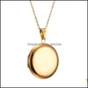 Pendant Necklaces Locket Necklace For Women Circle Coin Stainless Steel In Gold Sier Lady Charm Inside P O Can Open Jewelry Drop Del Otpt4