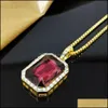 Подвесные ожерелья Bling Hip Hop Jewelry Countrace Rock Rap Chain Iced Mens Mens Delive Deliverants Dh4nj