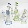 Rainbow Green Blue 3 Styles Pyrex Glass Bong Dab Rigs Water Pipes Hookahs Recycler bubbler oil rig with bowl