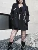 Kvinnorjackor Ruibbit harajuku kvinnor gotisk punk stil kärlek kedje bälte svart blixtlås långärmad rockar feminino chic streetwear