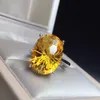 Solitaire Ring Natural Brazilian citrine ring the most dazzling gem stone lady favorite 925 sterling silver luxury Y2302
