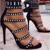 Sandały Kobiet w 2023 roku Summer Fashion Super High Ceeloed Stiletto Obcowanie Peep-Toe Sexy Party Zipper Kościa Kobiety