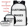학교 가방 2023 배낭 패션 3D 야생마 프린트 캐주얼 어린이 책 가방 3pcs/set student back pack skichbags
