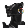 Hoop Huggie Round Circle Colorf Crystal drop ￶rh￤ngen f￶r kvinnor br￶llop lysande regnb￥ge grossist smycken g￥vor leverans oth1b