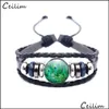 L￤nkkedja glas metall sp￤nne charm handgjorda armband p￥f￥gel fj￤der kvinnor mode smycken svart v￤v mtilayer fl￤tat l￤der dr otxzm