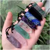 Collane con ciondolo Big Pendum Pietra naturale Amet Collana di cristallo di quarzo rosa Healing Ametista Fluorite Lapis Ossidiana Corda C Dhgarden Dhlcr