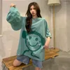 Women's T Shirts 2023Summer Style Korean Round Neck Anime Short-Sleeved T-Shirt Super Size Cute Friend Top Summer Dress