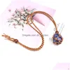 Pendant Necklaces Healing Crystal Natural Stone Weave Net Bag Charms Green Pink Opal Rope Chain Wholesale Christmas Jewelry Dhgarden Dhmii