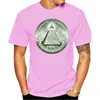 Camisetas masculinas 2023 Camiseta de algodão da moda Illuminati Annuit Coeptis Triângulo Eye Reptilianos 1 Dólar logotipo reverso de verão estilo