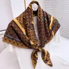 90-90 cm tryck Floral Silk Scarf Women Fashion Long Handle PAG SCARVES Vanlig gradient rand Paris Axel Tote Lage Ribbon Head Wrap
