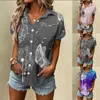 女性のブラウスレディースドッグシャツ長袖春の夏花印刷ボタンアップブラウスのための女性用テイロダウンシャツ