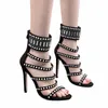 Sandalen Damen 2023 Sommermode Super High-Heeled Stiletto Heel Peep-Toe Sexy Party Reißverschluss Perlen Damen