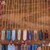 Colares pendentes minerais ametistas rosa Crystal stick Ponto de pedra Moda Mulher Terminou Gemtones Boho Summer Gi Dhgarden Dh87Q