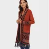 Damenstrick BOHO INSPIRIERT Jacquard Lange Strickjacke Weibliche Böhmische Ärmel Übergroße Pullover Cardiagns Für Frauen Wintermantel